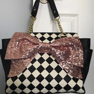 Betsey Johnson b&w checkered handbag